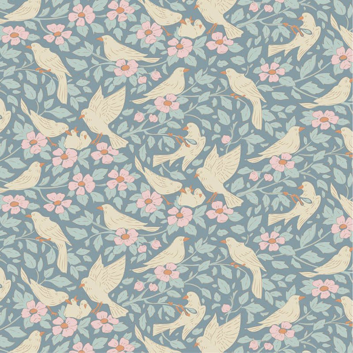 Pre - Order Tilda Songbird - Ava TIL100651 Blue - Half Yard - February 2026 - Modern Fabric Shoppe
