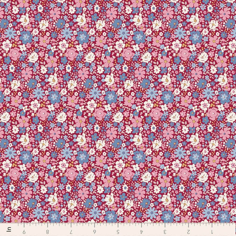 PRE-Order Tilda- Village Life- Esther TIL100695 Burgundy- Half Yard- October 2026 - Modern Fabric Shoppe
