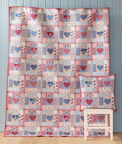 PRE- ORder Tilda- Village Life Heart of the Village Blue/Burgundy Quilt Kit featuring Village Life- October 2026 - Modern Fabric Shoppe