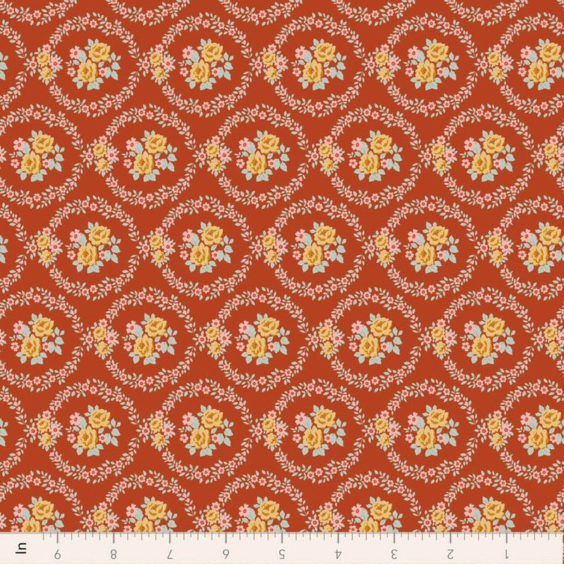 PRE-Order Tilda- Village Life- Mable TIL100687 Rust- Half Yard- October 2026 - Modern Fabric Shoppe