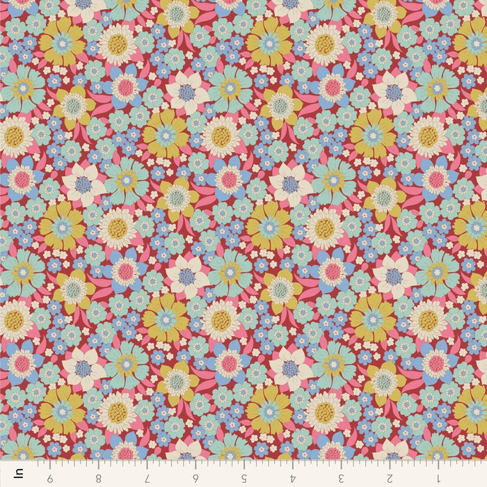 PRE - Order Tilda Wallflower - Wallflower Lauren TIL110602 Burgundy - Half Yard - June 2025 - Modern Fabric Shoppe