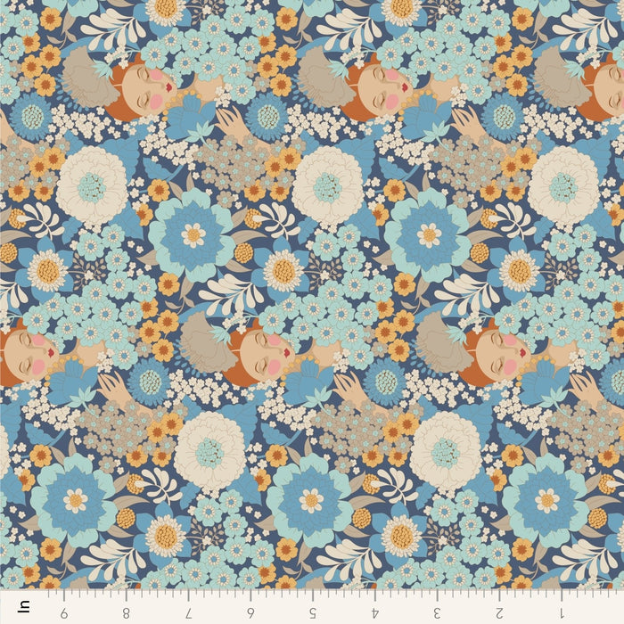 PRE - Order Tilda Wallflower - Wallflower TIL110607 Blue - Half Yard - June 2025 - Modern Fabric Shoppe
