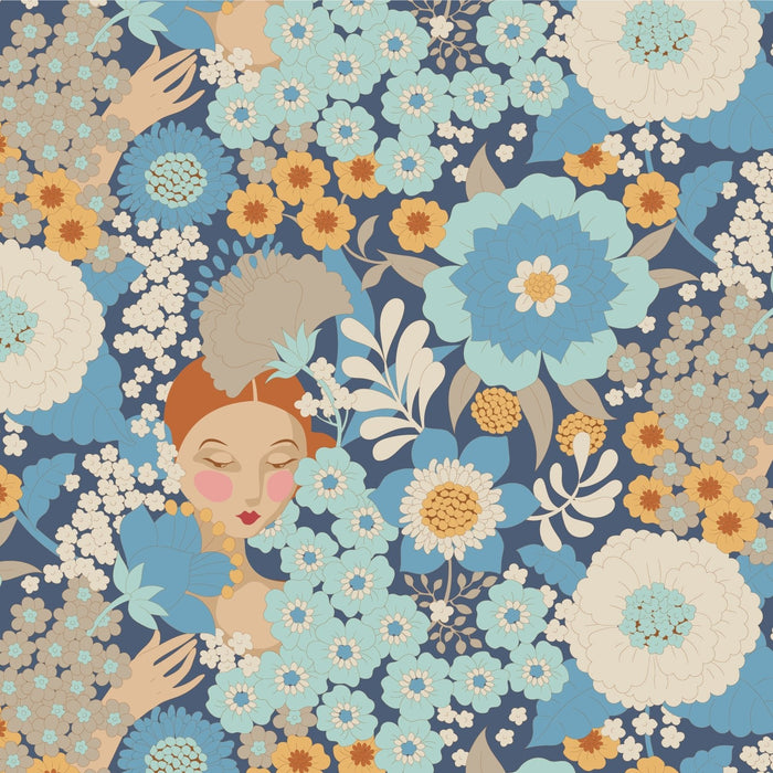 PRE - Order Tilda Wallflower - Wallflower TIL110607 Blue - Half Yard - June 2025 - Modern Fabric Shoppe