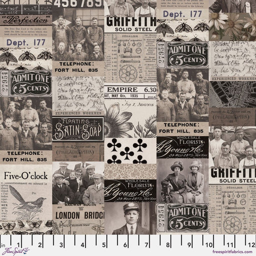 PRE - Order Tim Holtz - Eclectic Elements Palette - Charcoal Collage PWTH310.CHARCOAL - Half Yard - August 2025 - Modern Fabric Shoppe