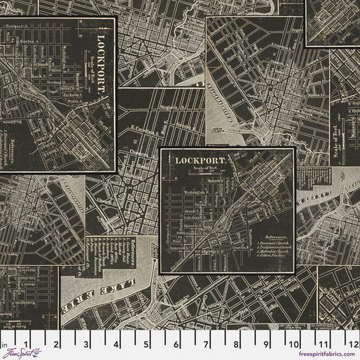 PRE - Order Tim Holtz - Eclectic Elements Palette - Charcoal Map PWTH313.CHARCOAL - Half Yard - August 2025 - Modern Fabric Shoppe