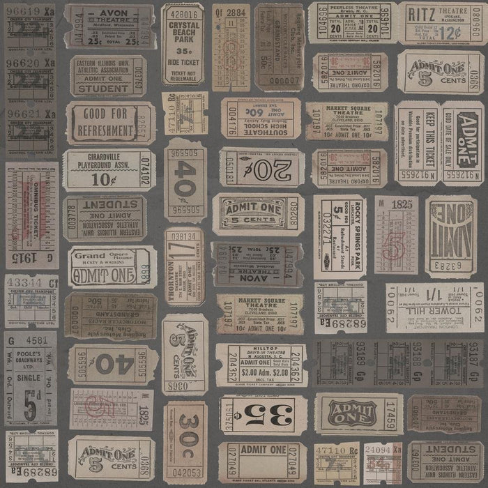 PRE - Order Tim Holtz - Eclectic Elements Palette - Charcoal Tickets PWTH312.CHARCOAL - Half Yard - August 2025 - Modern Fabric Shoppe