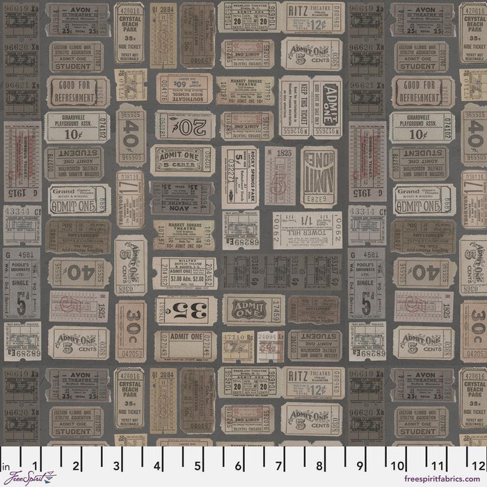 PRE - Order Tim Holtz - Eclectic Elements Palette - Charcoal Tickets PWTH312.CHARCOAL - Half Yard - August 2025 - Modern Fabric Shoppe