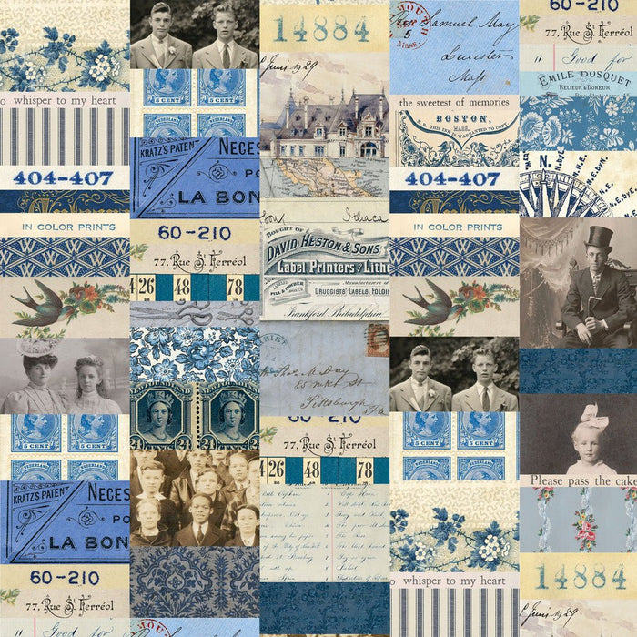 PRE - Order Tim Holtz - Eclectic Elements Palette - Indigo Collage PWTH290.INDIGO - Half Yard - June 2025 - Modern Fabric Shoppe