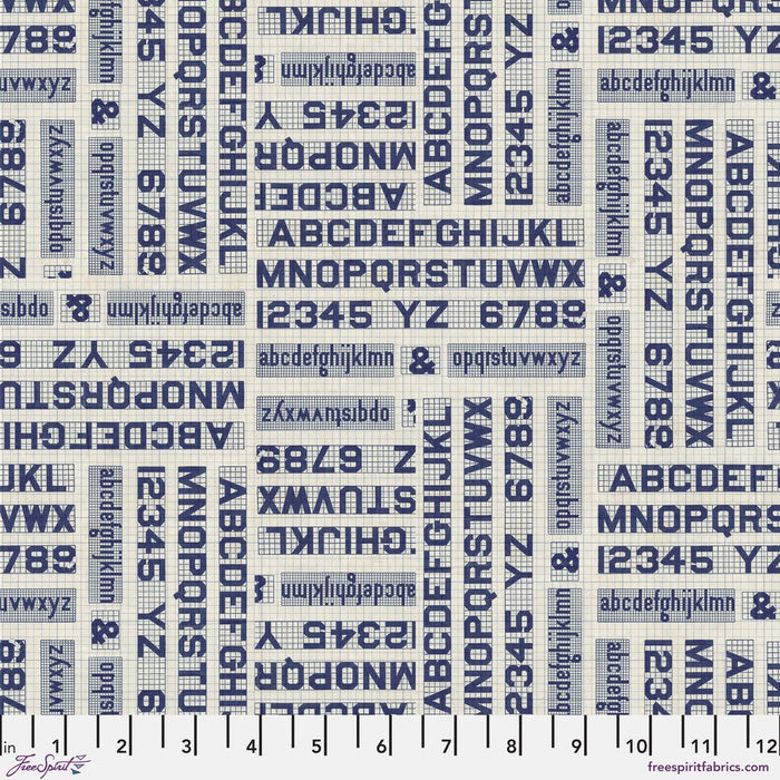 PRE - Order Tim Holtz - Eclectic Elements Palette - Indigo Typography PWTH295.INDIGO - Half Yard - June 2025 - Modern Fabric Shoppe