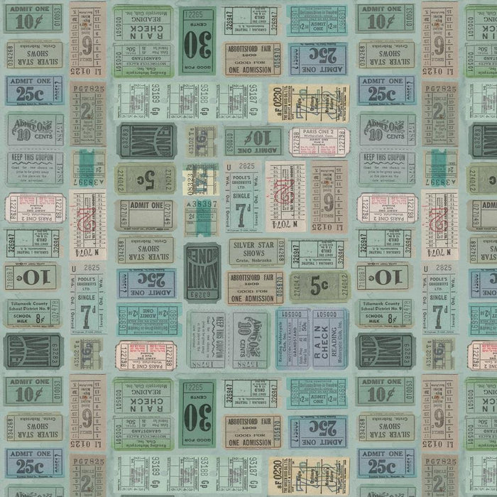 PRE - Order Tim Holtz - Eclectic Elements Palette - Teal Tickets PWTH272.TEAL - Half Yard - April 2025 - Modern Fabric Shoppe
