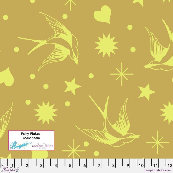 PRE-ORDER Tula Pink Neon True Colors- Fairy Flakes PWTP157.MOONBEAM- Half Yard - Modern Fabric Shoppe