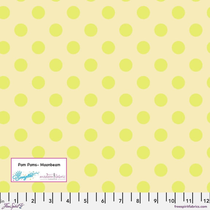 PRE-ORDER Tula Pink Neon True Colors- Pom Poms PWTP118.MOONBEAM- Half Yard - Modern Fabric Shoppe