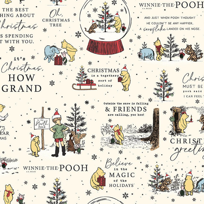 PRE-ORDER Winnie the Pooh-Christmas for Echo Park Paper Co.- Holiday Quotes C19570 CREAM- Half Yard- June 2027 - Modern Fabric Shoppe