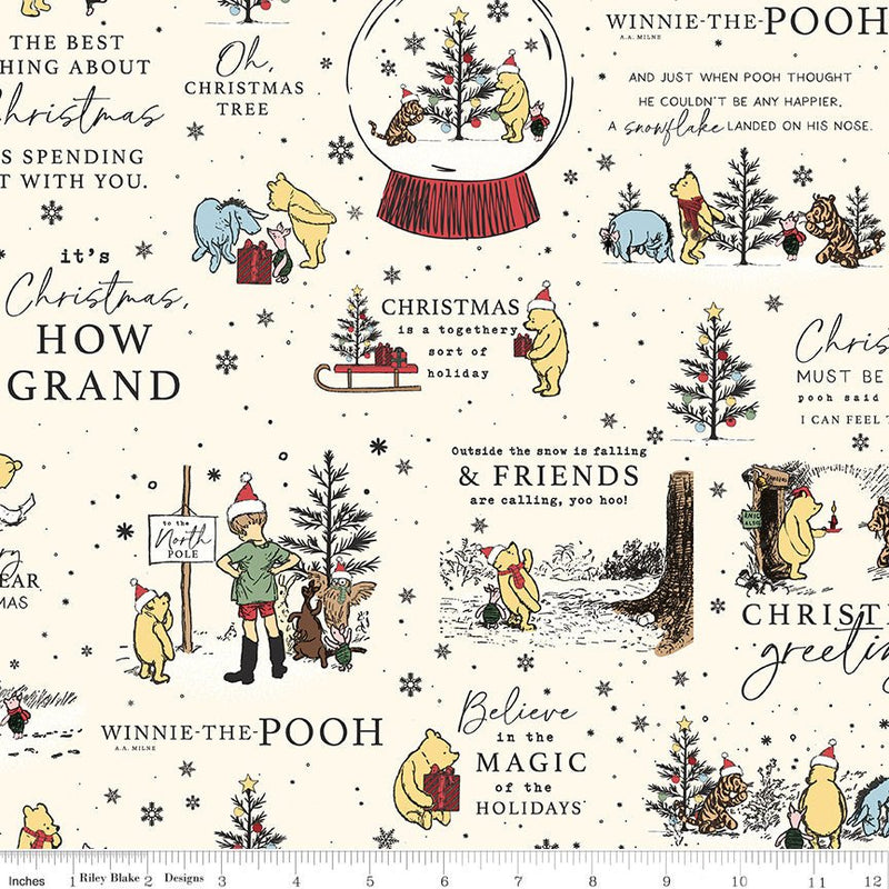 PRE-ORDER Winnie the Pooh-Christmas for Echo Park Paper Co.- Holiday Quotes C19570 CREAM- Half Yard- June 2027 - Modern Fabric Shoppe