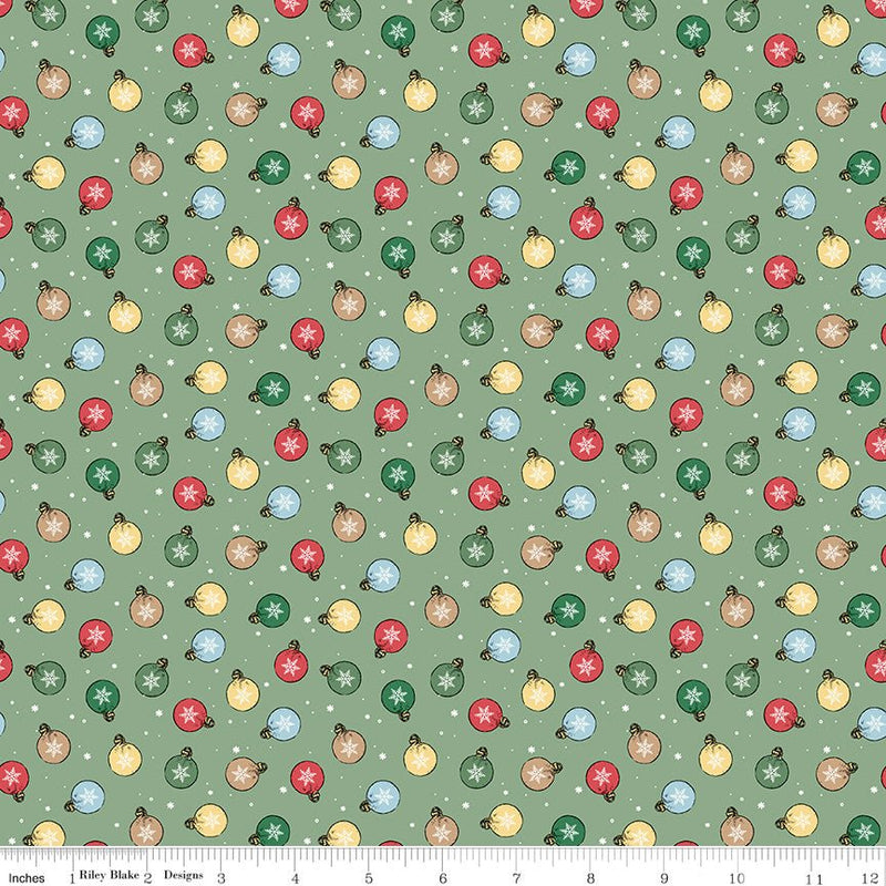 PRE-ORDER Winnie the Pooh-Christmas for Echo Park Paper Co.- Ornaments C19573 GREEN- Half Yard- June 2027 - Modern Fabric Shoppe