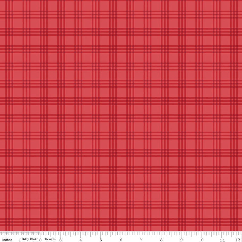 PRE-ORDER Winnie the Pooh-Christmas for Echo Park Paper Co.- Plaid C19575 RED- Half Yard- June 2027 - Modern Fabric Shoppe