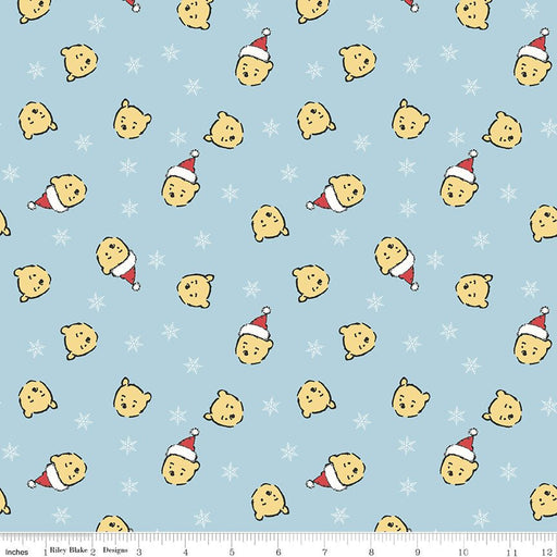 PRE-ORDER Winnie the Pooh-Christmas for Echo Park Paper Co.- Santa Pooh Jumble C19571 BLUE- Half Yard- June 2027 - Modern Fabric Shoppe