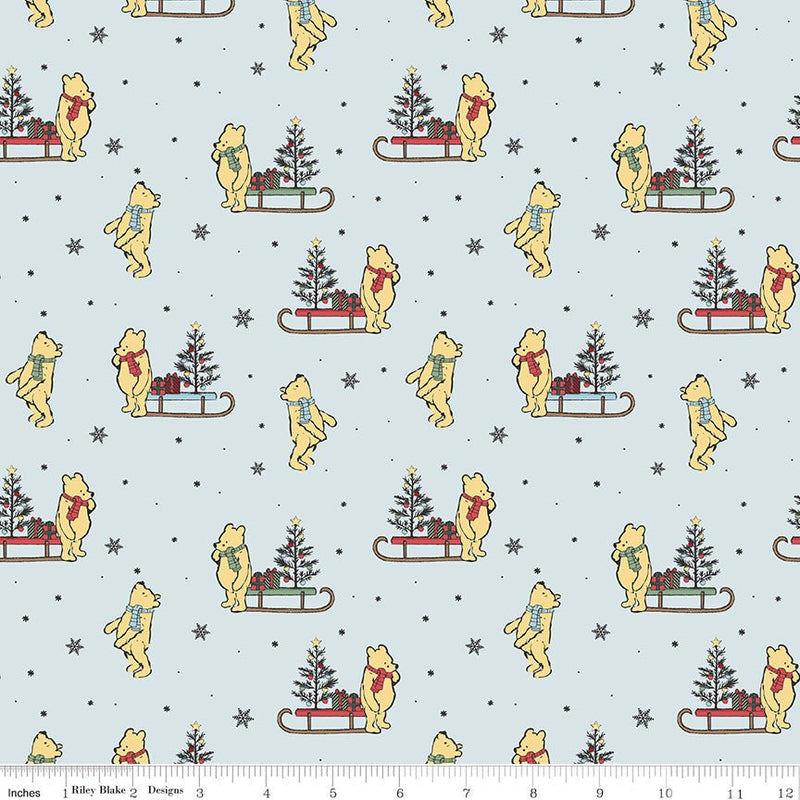 PRE-ORDER Winnie the Pooh-Christmas for Echo Park Paper Co.- Sleds C19572 POWDER- Half Yard- June 2027 - Modern Fabric Shoppe