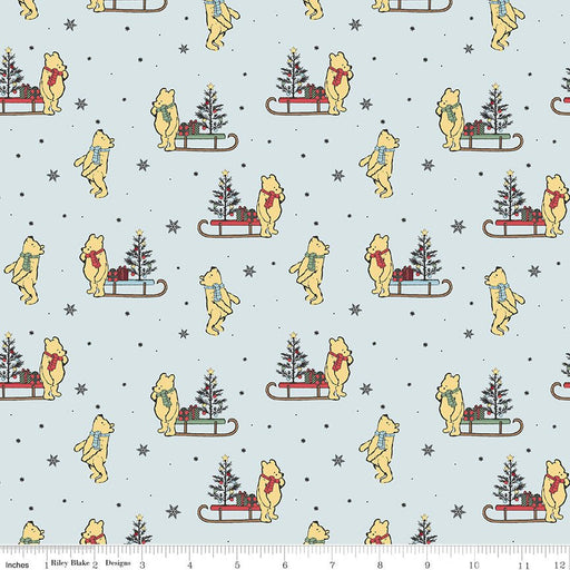 PRE-ORDER Winnie the Pooh-Christmas for Echo Park Paper Co.- Sleds C19572 POWDER- Half Yard- June 2027 - Modern Fabric Shoppe