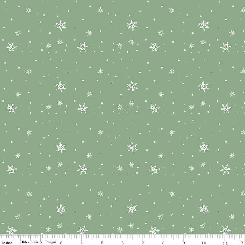 PRE-ORDER Winnie the Pooh-Christmas for Echo Park Paper Co.- Snowflakes C19576 GREEN - Half Yard- June 2027 - Modern Fabric Shoppe