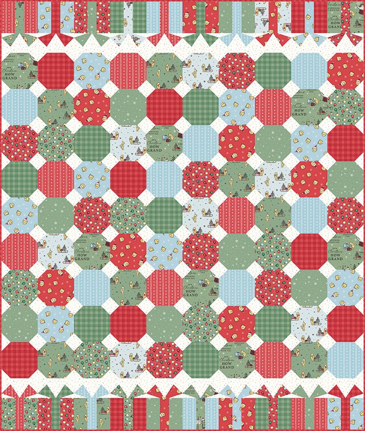 PRE-ORDER Winnie the Pooh Christmas Winter Wraps Quilt Kit featuring Winnie the Pooh Christmas - June 2027 - Modern Fabric Shoppe