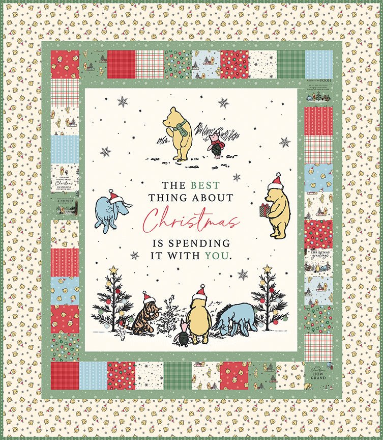 PRE-ORDER Winnie the Pooh Christmas With You Panel Quilt Kit featuring Winnie the Pooh Christmas - June 2027 - Modern Fabric Shoppe