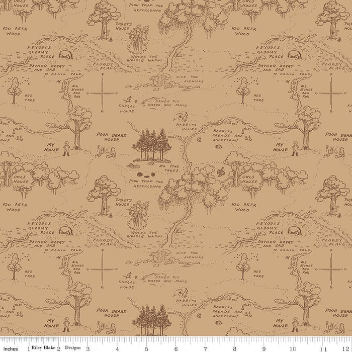 PRE - Order Winnie the Pooh for Riley Blake Designs - Brown Map C17001 - BROWN - Half Yard November 2025 - Modern Fabric Shoppe