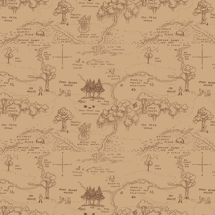 PRE - Order Winnie the Pooh for Riley Blake Designs - Brown Map C17001 - BROWN - Half Yard November 2025 - Modern Fabric Shoppe