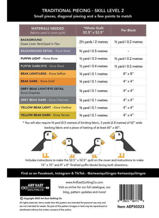 Puffin Star Quilt Pattern By Art East Quilting Co. - Modern Fabric Shoppe