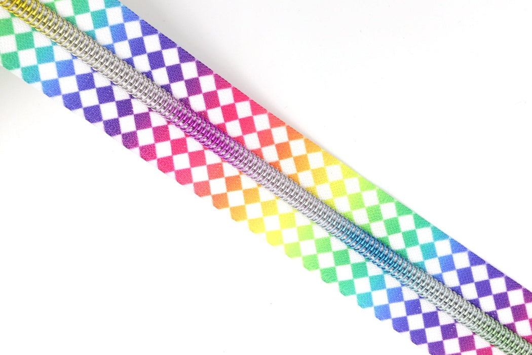 Rainbow Diamonds- #5 Rainbow Nylon Coil Zipper Tape - Modern Fabric Shoppe