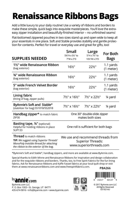 By Annie- Renaissance Ribbons Bag Pattern