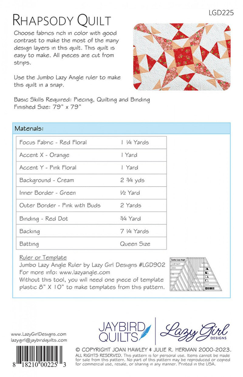 Rhapsody Quilt Pattern By Lazy Girl Designs & Jaybirds Quilts - Modern Fabric Shoppe