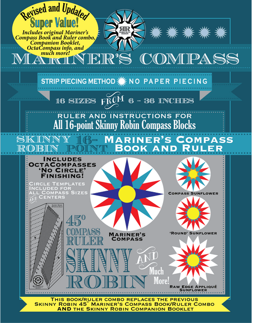 Robin Ruth Skinny Robin 16-Point Mariner's Compass Book and Ruler Combo - Modern Fabric Shoppe