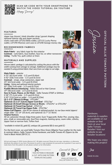 Sallie Tomato Paper Pattern - Jessica - Modern Fabric Shoppe