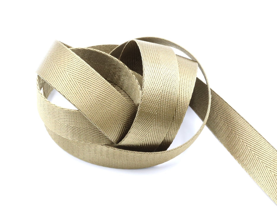 Tan Herringbone 1 inch (25mm) width Nylon Webbing-by the yard - Modern Fabric Shoppe