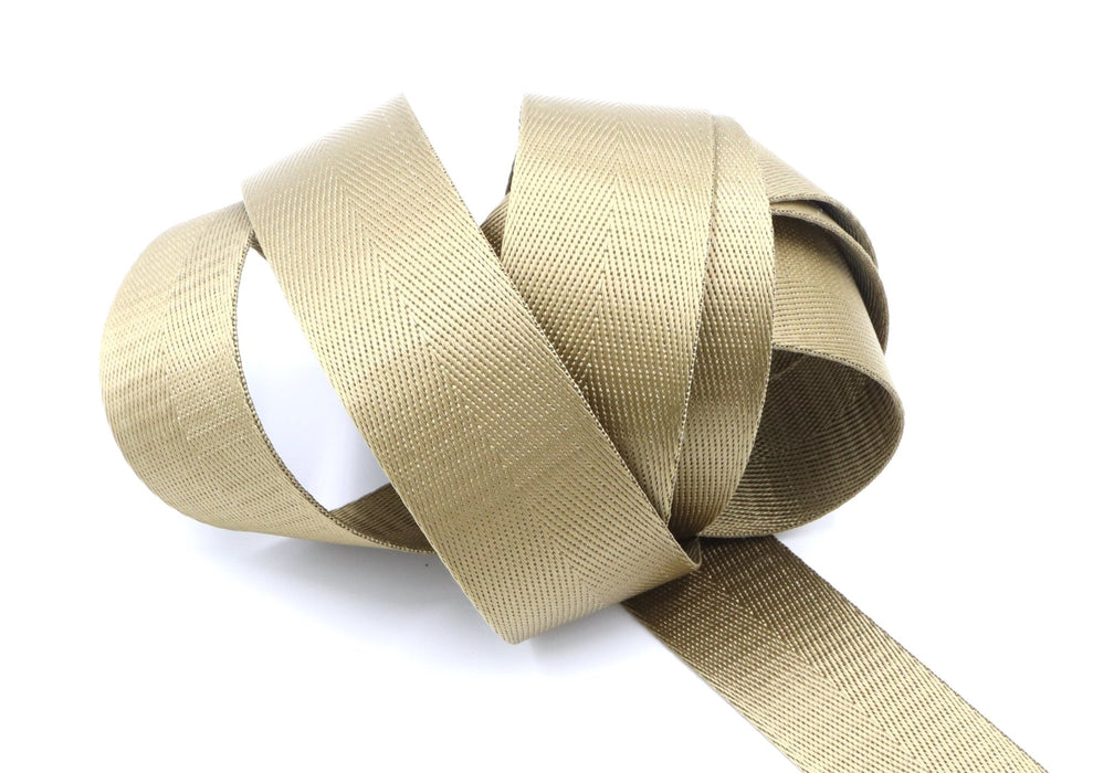 Tan Herringbone 1.5 inch (38mm) width Nylon Webbing- by the yard - Modern Fabric Shoppe