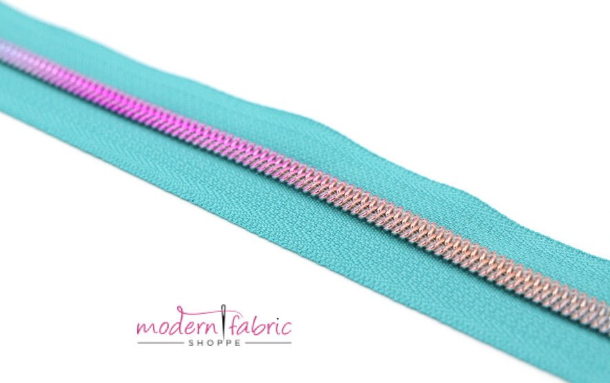 Teal- #5 Rainbow Nylon Coil Zipper Tape