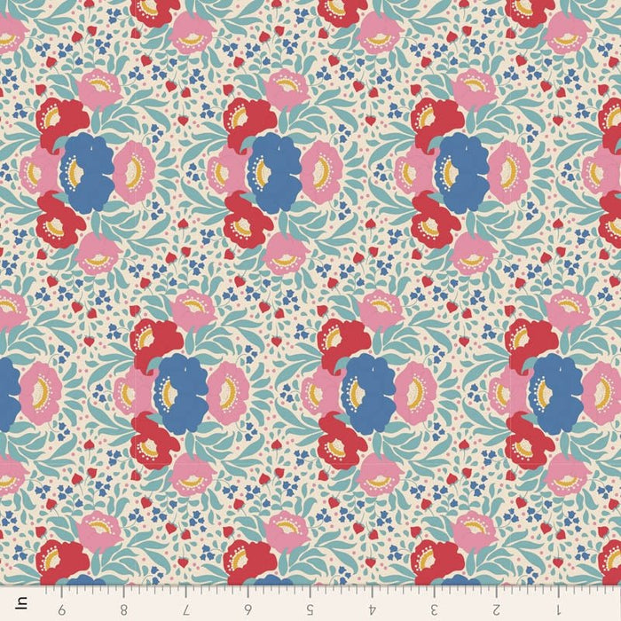 Tilda Jubilee- Autumn Bouquet TIL100558-Teal- Half Yard- February 2024 - Modern Fabric Shoppe