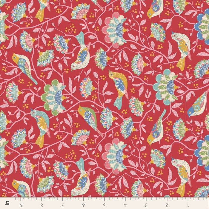 Tilda Jubilee- Bird Tree TIL100544-Red- Half Yard- February 2024 - Modern Fabric Shoppe