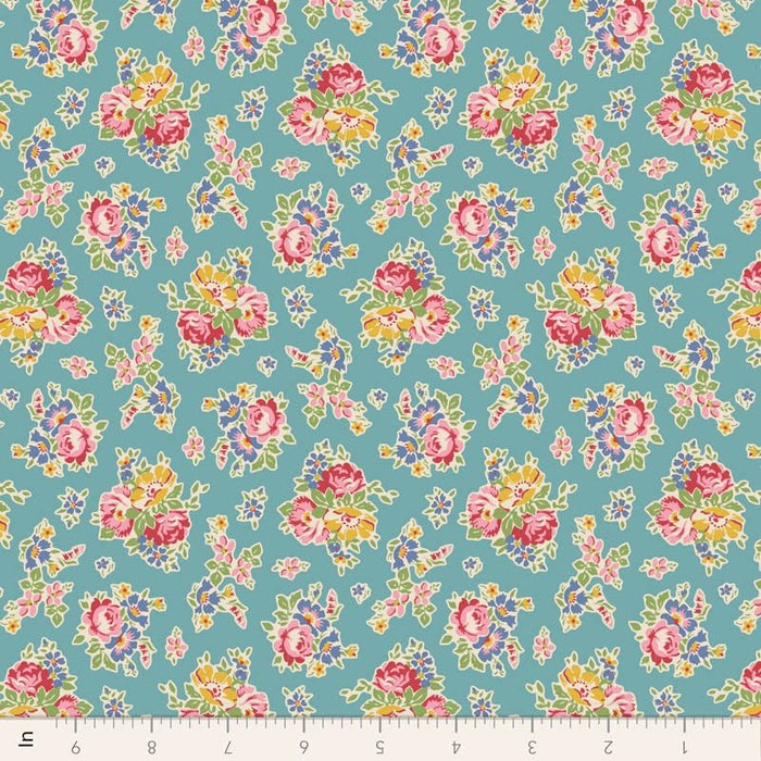 Tilda Jubilee- Sue TIL100559-Teal- Half Yard- February 2024 - Modern Fabric Shoppe