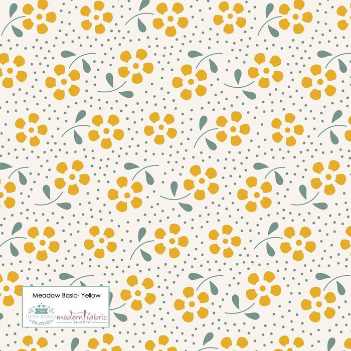 Tilda Meadow Basic- TIL130084-Yellow- Half Yard - Modern Fabric Shoppe