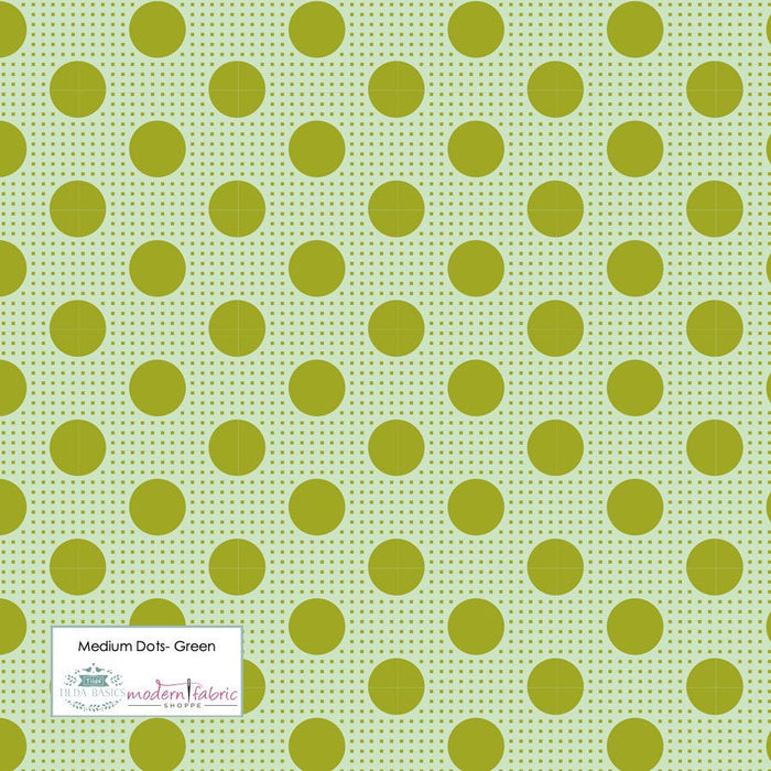 Tilda Medium Dots- TIL130011-Green- Half Yard - Modern Fabric Shoppe