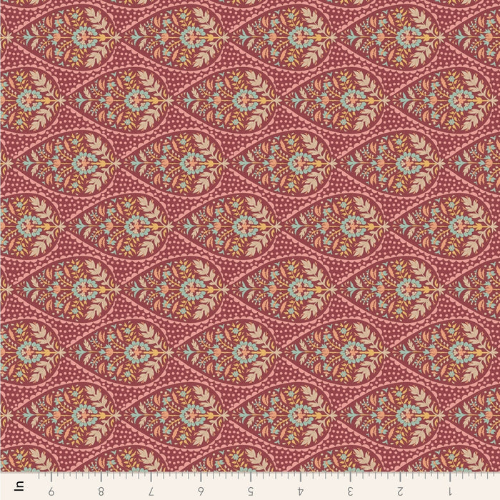 Tilda Sanctuary - Adina TIL110561 Maroon - Half Yard - October 2024 - Modern Fabric Shoppe