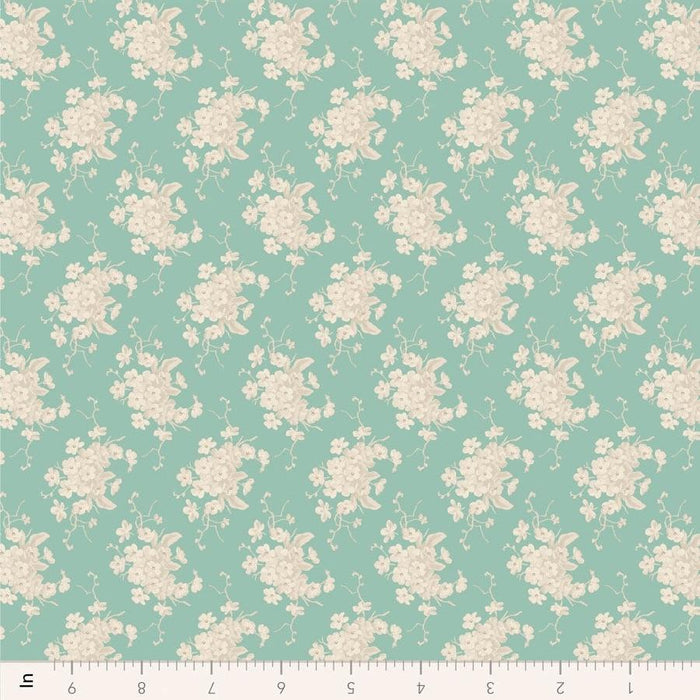 Tilda Sunday Brunch - White Flowers TIL110581 Teal - Half Yard - February 2025 - Modern Fabric Shoppe