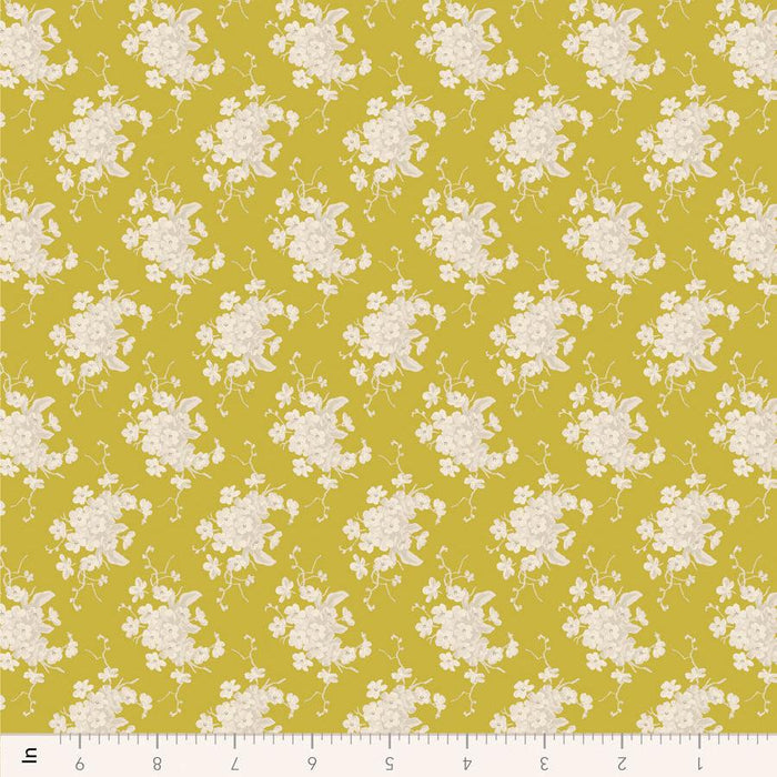 Tilda Sunday Brunch - White Flowers TIL110590 Sour Yellow - Half Yard - February 2025 - Modern Fabric Shoppe