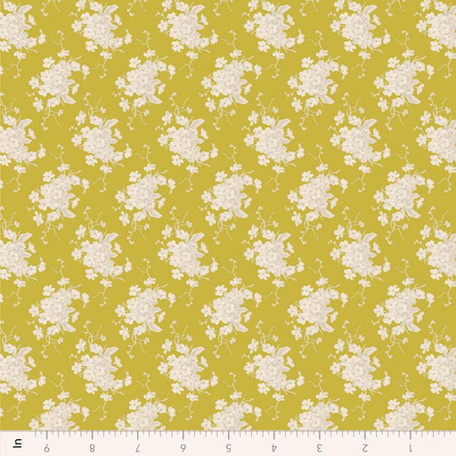 Tilda Sunday Brunch - White Flowers TIL110590 Sour Yellow - Half Yard - February 2025 - Modern Fabric Shoppe