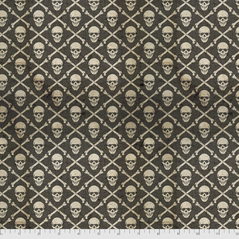 Tim Holtz - Eclectic Elements - Crossbones PWTH151.BLACK - Half Yard - Modern Fabric Shoppe