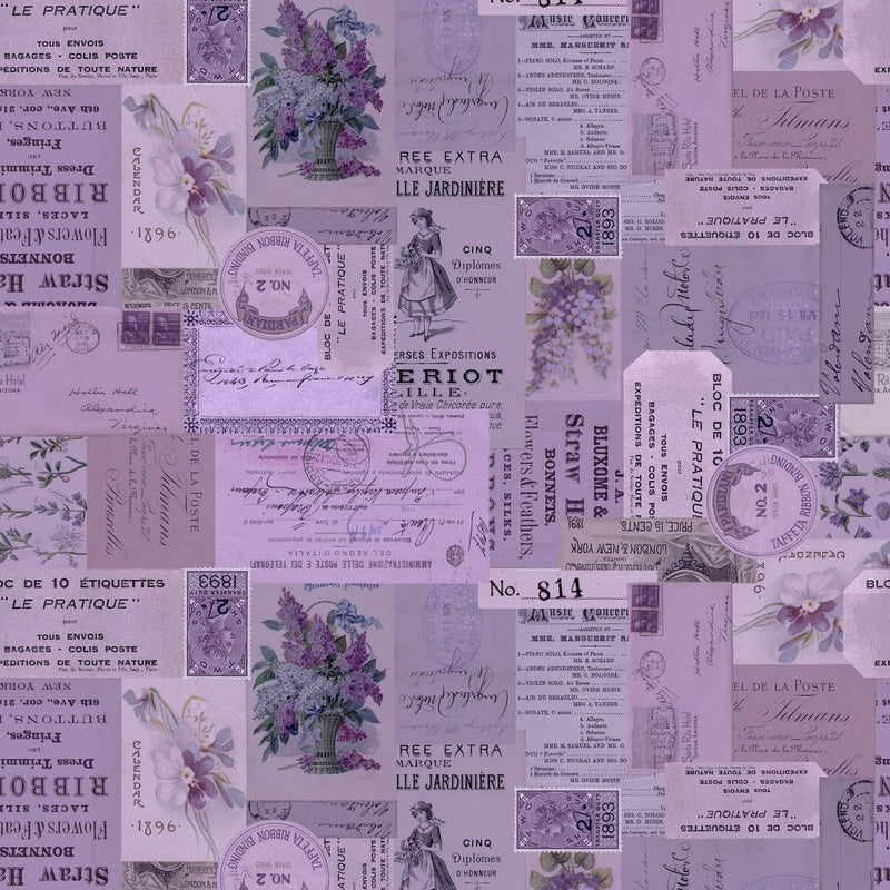 Tim Holtz - Eclectic Elements Palette - Purple Ephemera PWTH305.PURPLE - Half Yard - July 2025 - Modern Fabric Shoppe