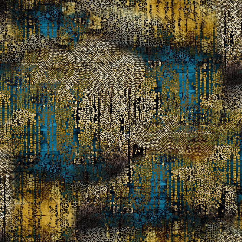 Tim Holtz - Electric Elements - Gilded Mosaic PWTH140.GOLD - Half Yard - Modern Fabric Shoppe