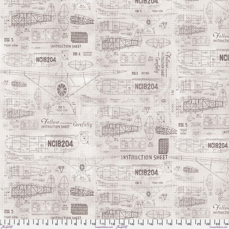 Tim Holtz - Electric Elements - Model Airplanes PWTH174.PARCHMENT - Half Yard - Modern Fabric Shoppe